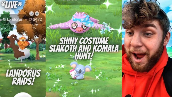 ✨Shiny Costume Slakoth & Komala Hunt, Landorus Raids and More In Pokemon Go!✨