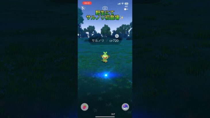 ポケモンGO 野生にてサルノリ色違い初登場✨この子は円でかいのね🤣#shorts #サルノリ