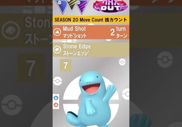 Pokemon GO GBL Move Count GOバトルリーグ 技カウント Season20 MaxOut Quagsire Mud Shot Stone Edge　ヌオー